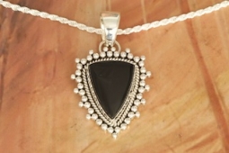 Artie Yellowhorse Genuine Black Onyx Sterling Silver Pendant